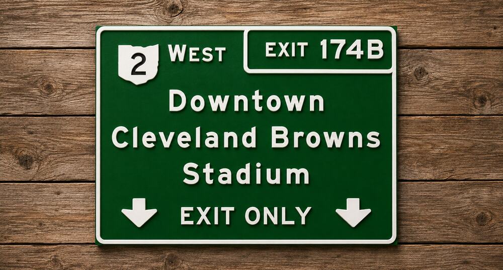 Cleveland Browns Stadium Road Sign Downtown Football Baseball Indians Ohio